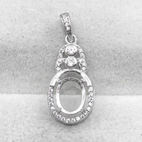 Sterling Silver 7*9mm Semi Mount Pendant Empty Frame Blank Support Setting S925 Base Holder Without Center Stone for DIY Inlay