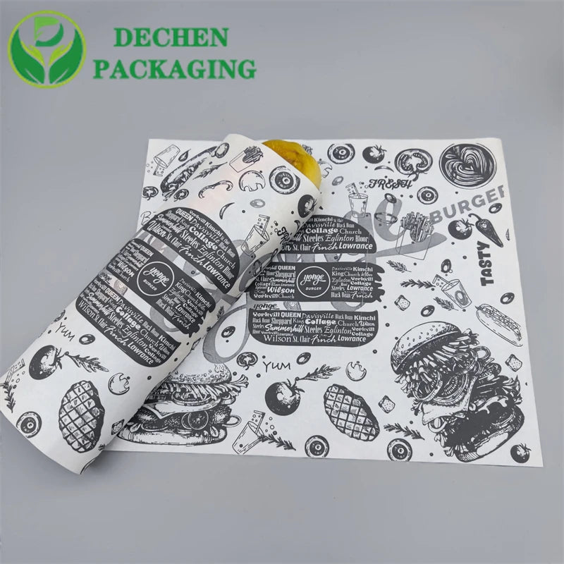Waxed Burger Deli Takeaway Food Grade Wrapping Paper Cheeseburger Wrapper