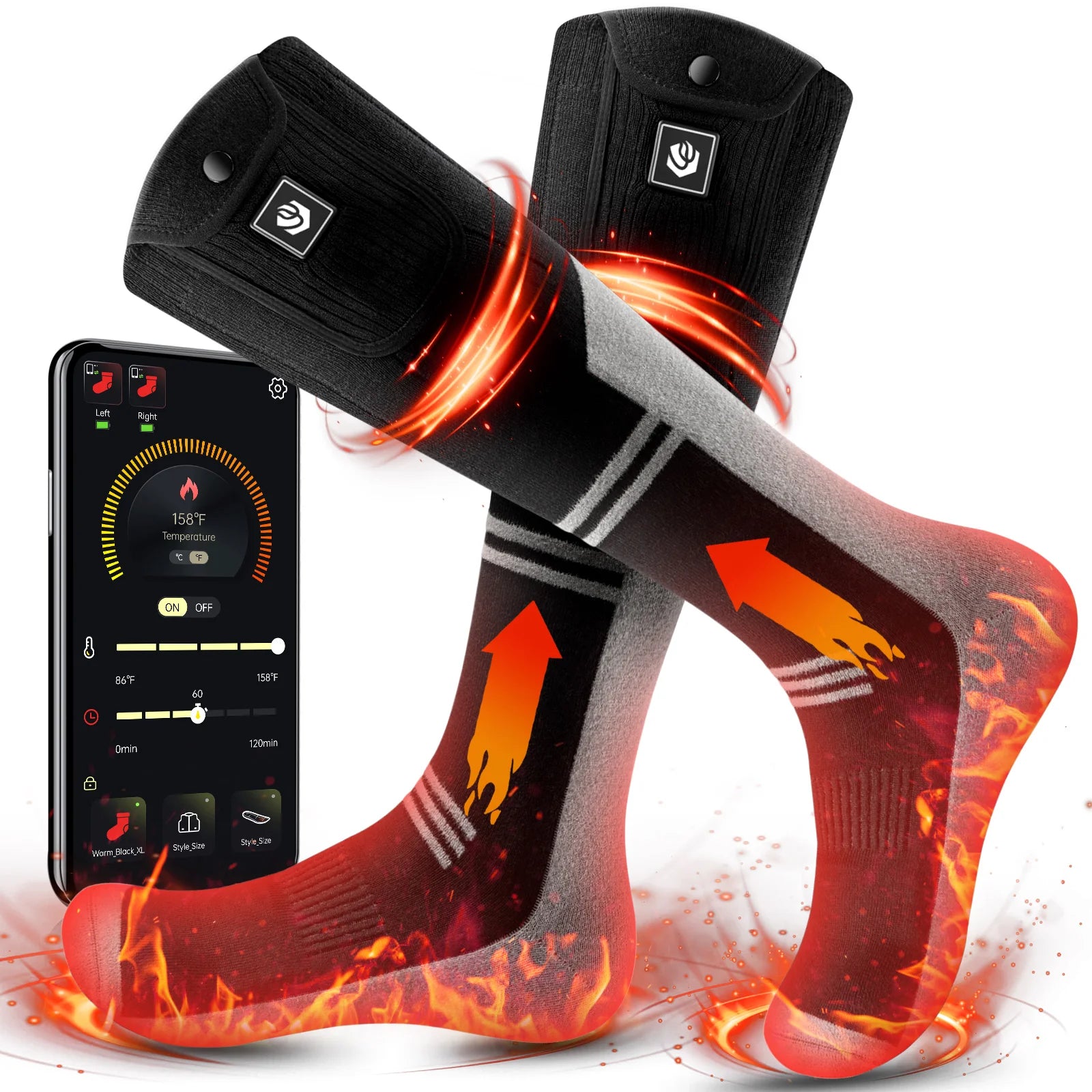 Best Selling Rechargeable Thermal Heated Casual Winter Socks Anti-Slip Feature for Skiing Cycling Climbing Fishing