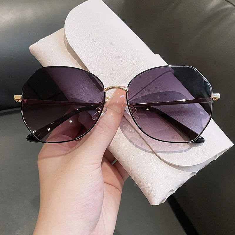 2023 New UV400 Protection Sunglasses with Coffee and Gray Metal Frame Gradient Color Sunglasses