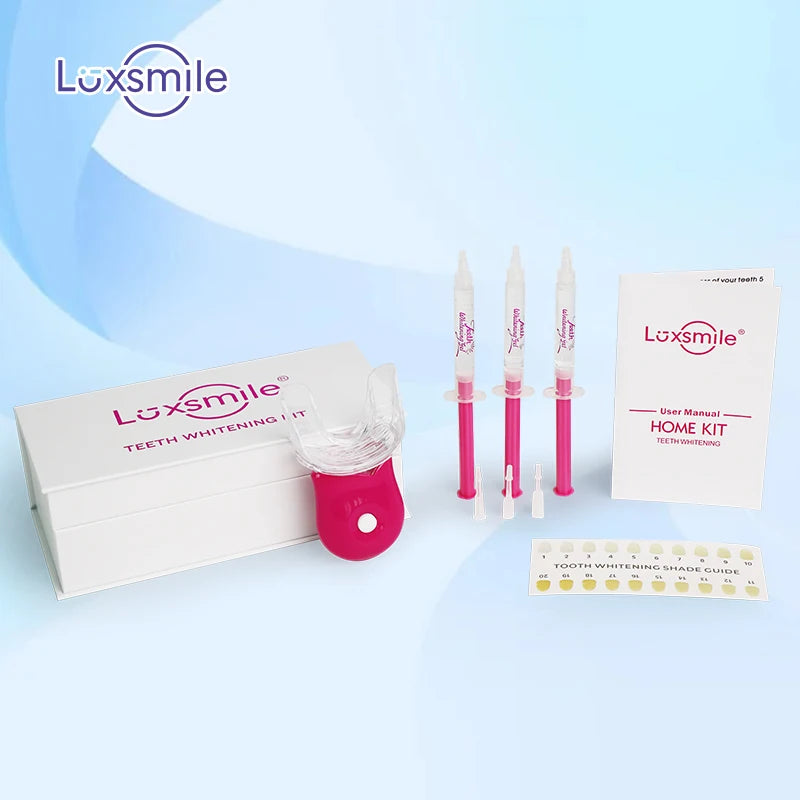 Luxsmile Whitener PAP 6% 16% 35% Hydrogen Carbamide Non Peroxide Uv Led Light Pink Teeth Whitening Kits Private Logo