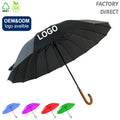 Ovida Promotional Customized Golf Umbrellas 27 Inch 16 Ribs Big Size Golf Straight Umbrella with Wooden Handle