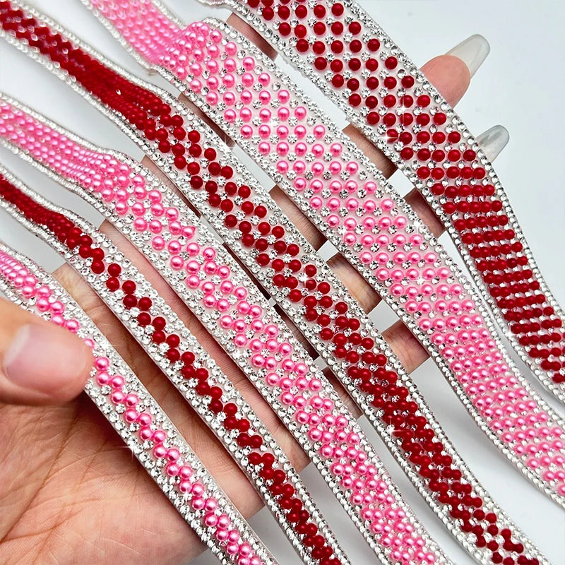 Bling 3mm Pearl Rhinestone Sheet Self Adhesive Mesh Fabric Rhinestone Trim Sticker Glitter Crystal Applique Clothes Crafts Trim