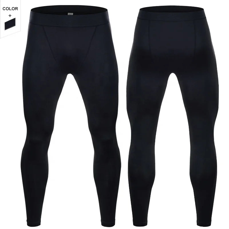 Black Sports Pants Men's Elastic Quick Drying Tight Pants Basketball Sweating Training Running and Fitness Pants