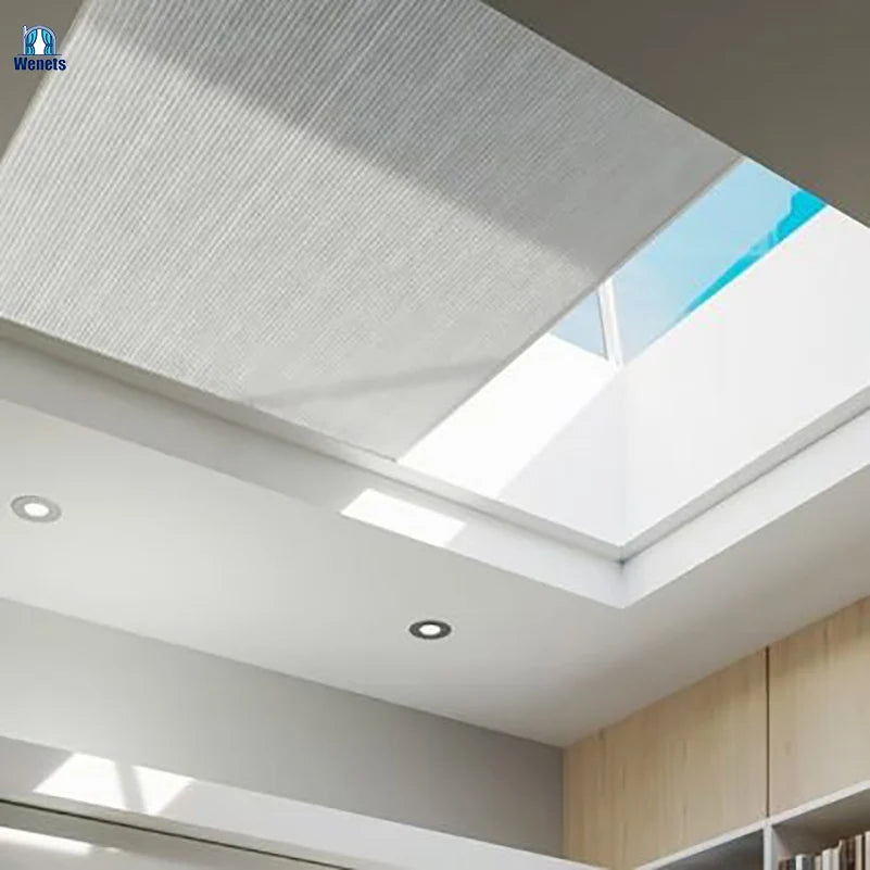 Motorized Skylight Shutter 100% Blackout Honeycomb Blinds Indoor Skylight Blind with Metal Frame