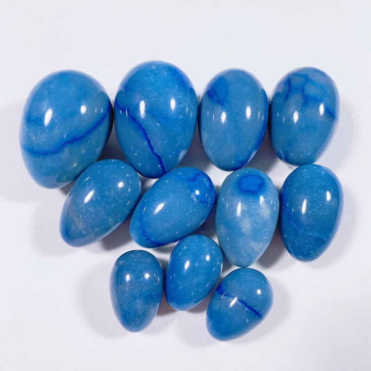 HY Wholesale Dropshipping Natural Stone Crystal Vaginal Eggs Set Blue Aventurine Yoni Eggs for Women Jade Eggs