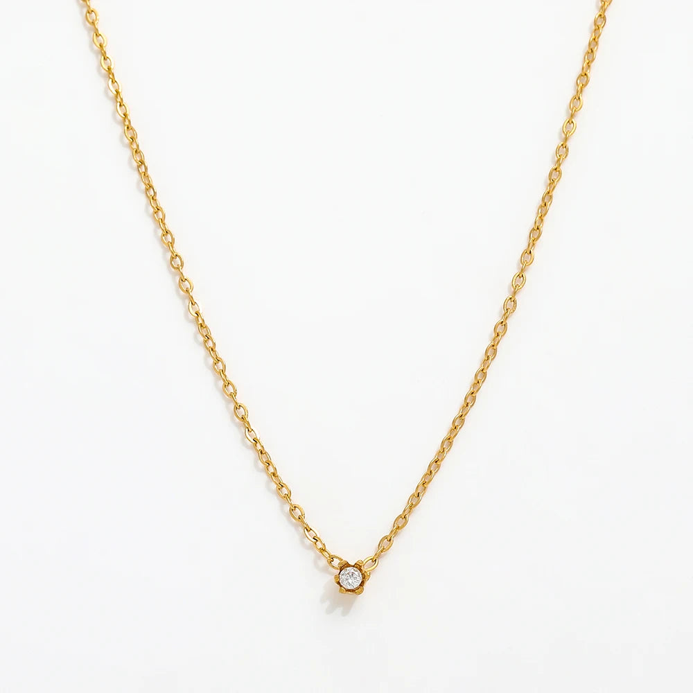 Joolim Jewelry 18K Gold Plated Flashing CZ Pendant Necklace Stainless Steel Jewelry Wholesale