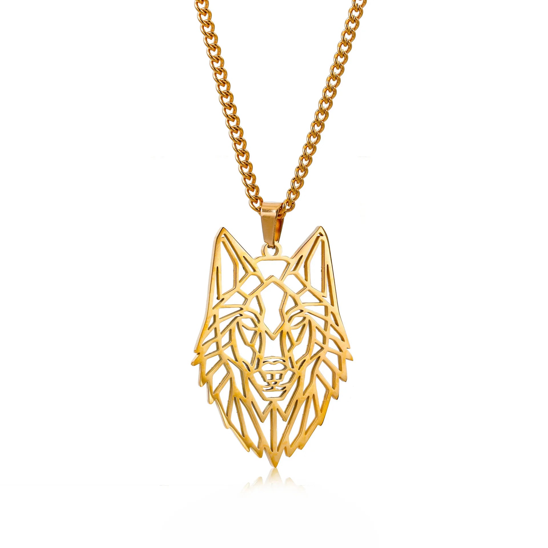 Classic Nodiac Cetic Man Hollow Wolf Head Pendent Necklace Viking Jewelry Necklaces