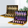 Luxury Mirror Polishing Flatware Sets  Hot Sale 24PCS  Cutlery Set Stainless Steel with Wooden Box