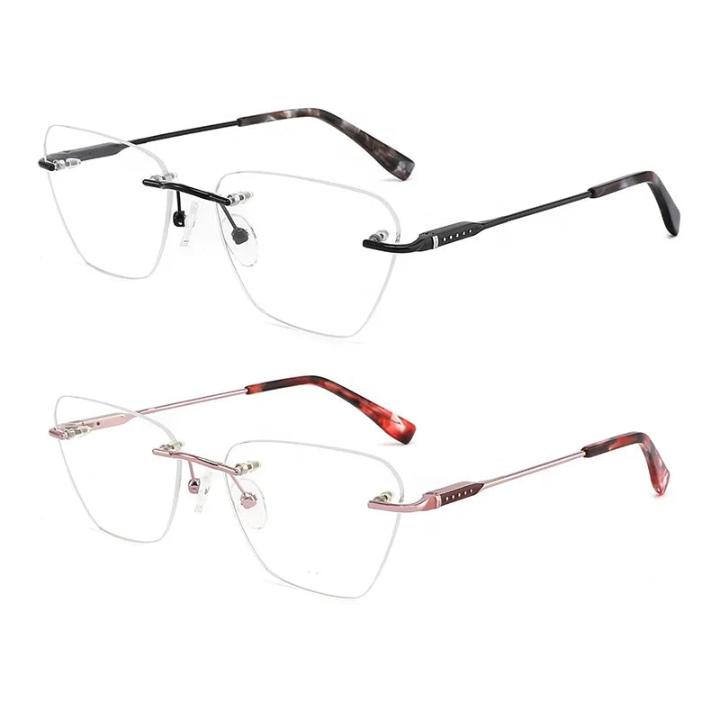 Wholesales  Ready Stock Classic Nickel Copper Dual Colors Metal butterfly Rimless Optical Frame with Screws Installation 6214