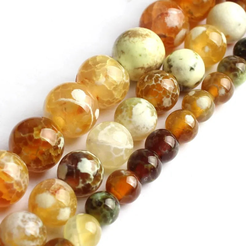 Wholesale 6/8/10MM Brown Fire Agate Onyx Stone Beads Smooth round for DIY Jewelry Bracelet Making