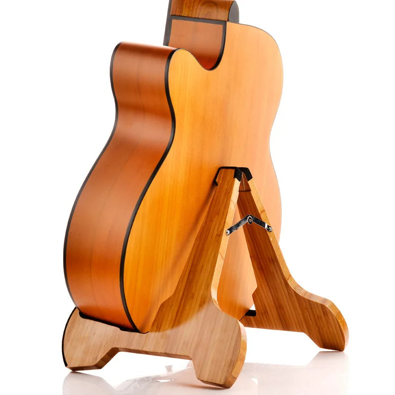 2020 New bamboo wooden personality A-type acoustic guitar folding stand high quality logo custom stand guitar ukulele