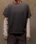 Custom Digital Print Solid Ripped 250 GSM 100% Cotton Dobby Fabric Regular Fit Long Sleeve Cuff Stone Faded Acid Wash