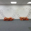 New Wedding Decoration Creative Silver Double Heart Arch Stand Iron Metal Gold Heart Shaped Background Arch for Wedding Party