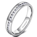 OAHLAN New Fashion Jewelry 4mm Silver Full Eternity Cubic Zirconia Titanium Ring for Engagement Promise Gift Band for Women Girl