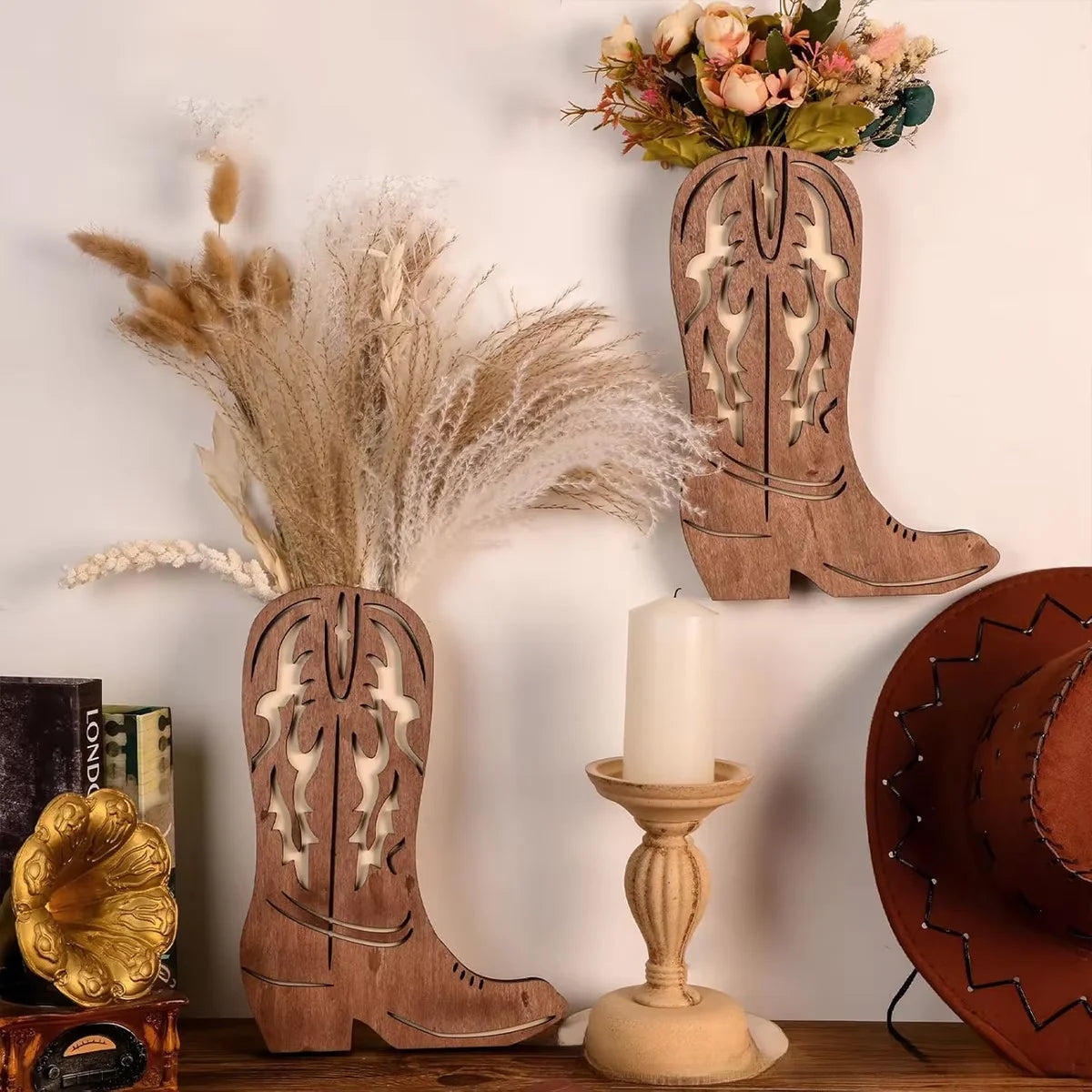 Boot-Shaped Vase Indoor Plant Vase Hanging Pocket Wall-Mounted Vase Decorative Home Customizable
