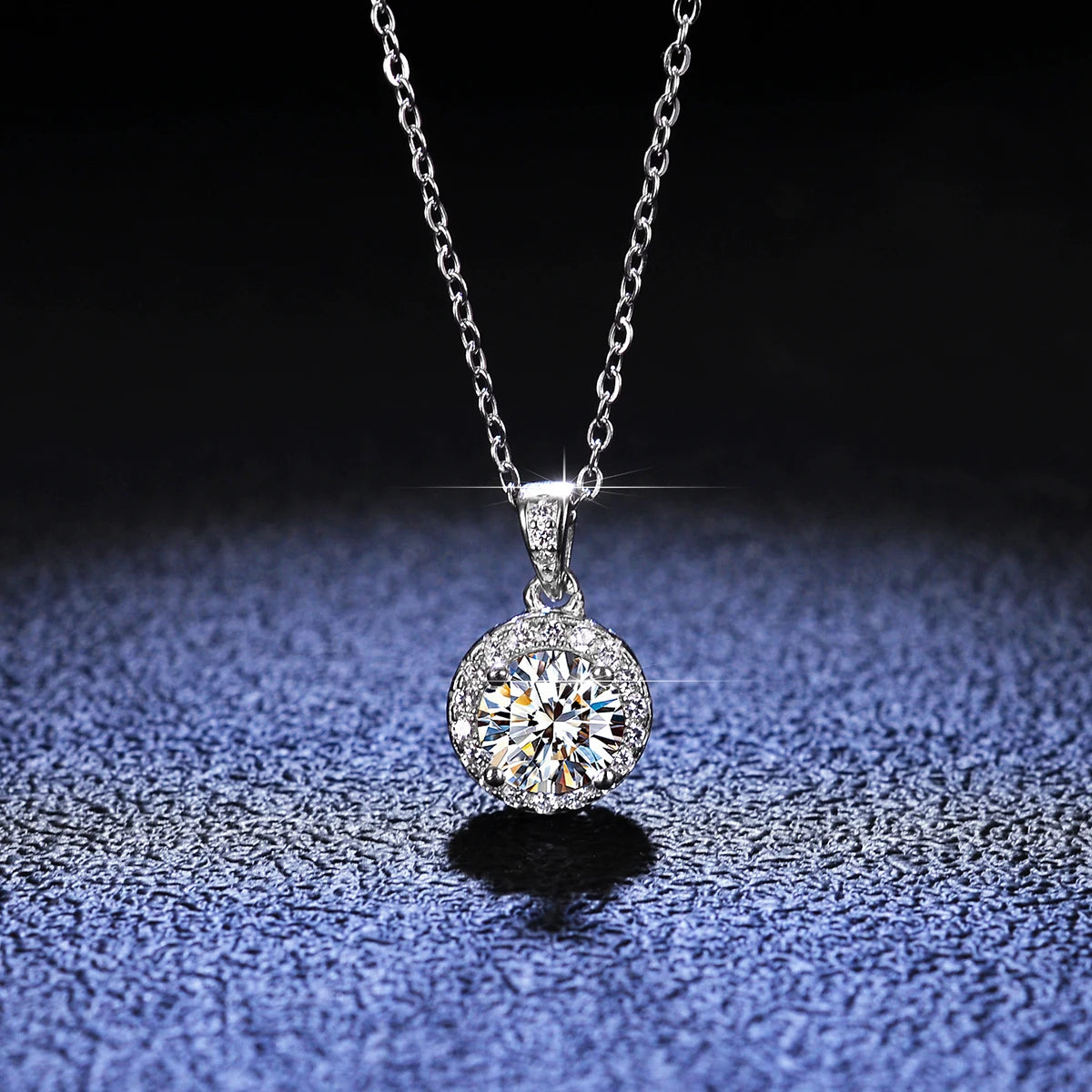 Personal Custom 1 Carat VVS1 Moissanite S 925 Sterling Silver Platinum Plated Brilliant Cut Choker White Gold Stone Necklace