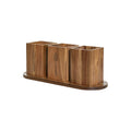 Tailai Polished Acacia Wood Multifunction Cutlery Rack 3-Compartment Utensil Caddy with Wood Trays for Home Decor