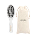 White Wood Handle Women Boar Bristle Wooden Hair Extension Wholesale Wig Extension Hair Brush Custom Logo