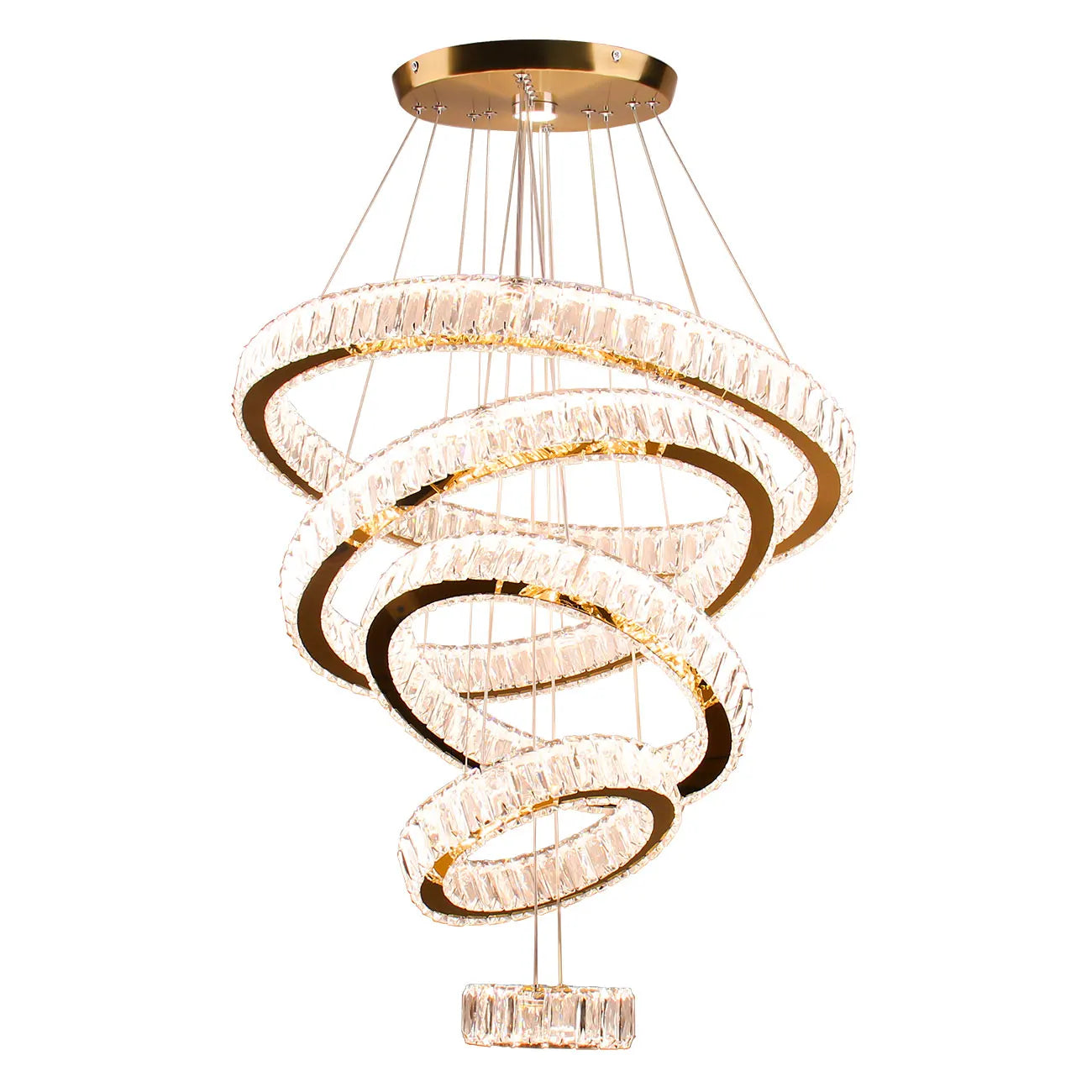 Modern Crystal Chandelier Pendant Light LED 5 Round Ring DIY Hanging Ceiling Lights