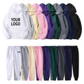 Polyester Mens Unisex Autumn Hooded Print Custom Logo OEM Sweatpants & Hoodie Set