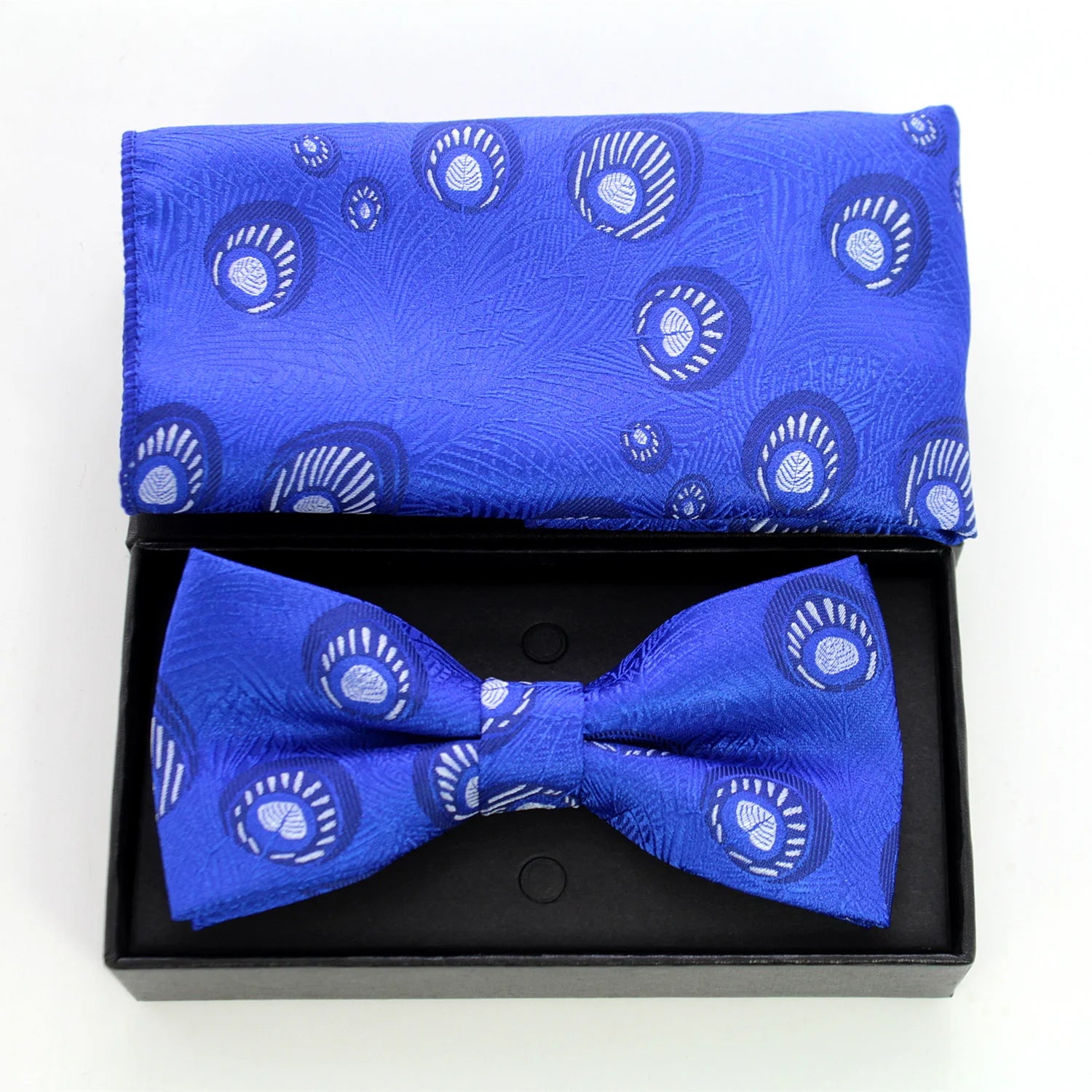 Silk Men Bowtie Set Men Vintage Peacock Jacquard Wedding Bow Tie With Pocket Square Handkerchief Set with Box