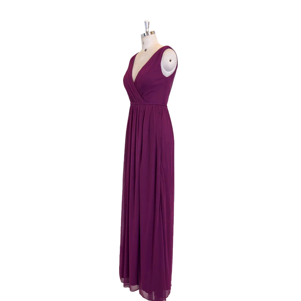 TEENYEE Fashion V-Shaped Back Bridesmaid Dress Evening Party Dresses Women Wedding Dresses Elegant