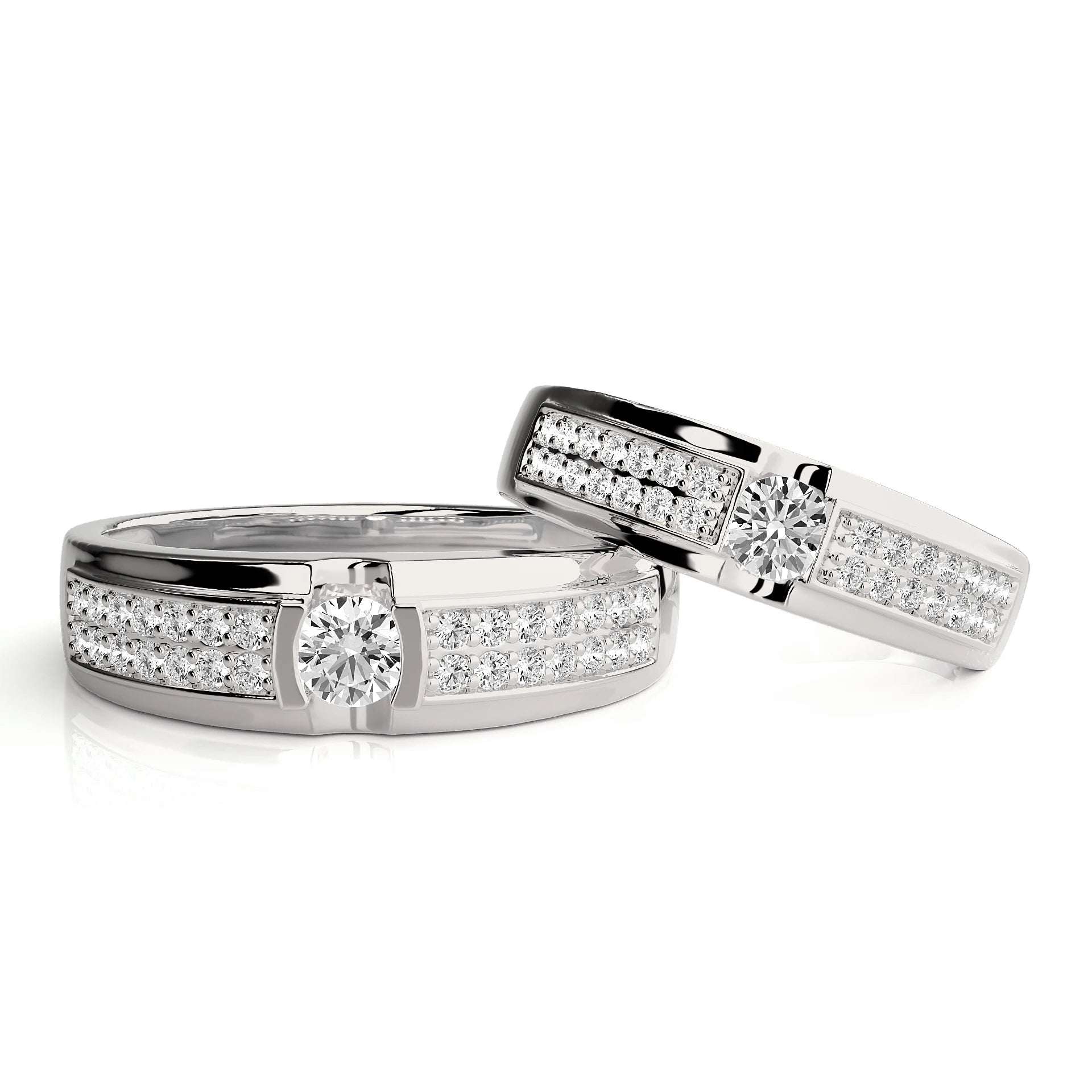 Abiding Fine Jewelry Brand Custom Couple Ring Gift Ideas Luxury Engagement Bands 925 Silver Matching Moissanite Wedding Rings