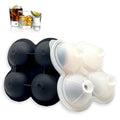 Manjia Reusable 4 Balls Ice Cube Trays Sphere Ice Maker Silicone Pop Ice Molds With Funnel Lid for Whiskey Cocktails Coffee