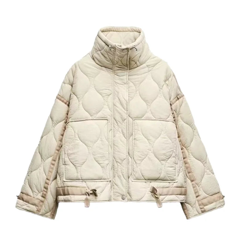 ZATRHMBMW Winter Women's Wear 2023 New Casual Stand Collar Pocket Decorated  Long Sleeve Short Jacket Coat Tops