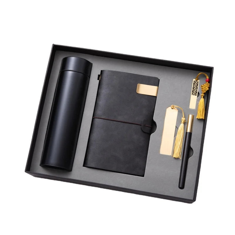 luxury promotion gift set Electronic Gadgets New Product Ideas 2026 Pretty Unique USB Vacuum Cup Notebook Pen Book Mark Business Set for New Year Souvenir