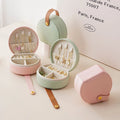 Cute Pink Blue Pu Leather Mini Travel Jewelry Box with Handle
