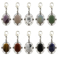 Wholesale New Design Cheap Natural Oval Gemstone Pendant Key Ring Girls Charms Keychain for Bag