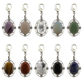 Wholesale New Design Cheap Natural Oval Gemstone Pendant Key Ring Girls Charms Keychain for Bag
