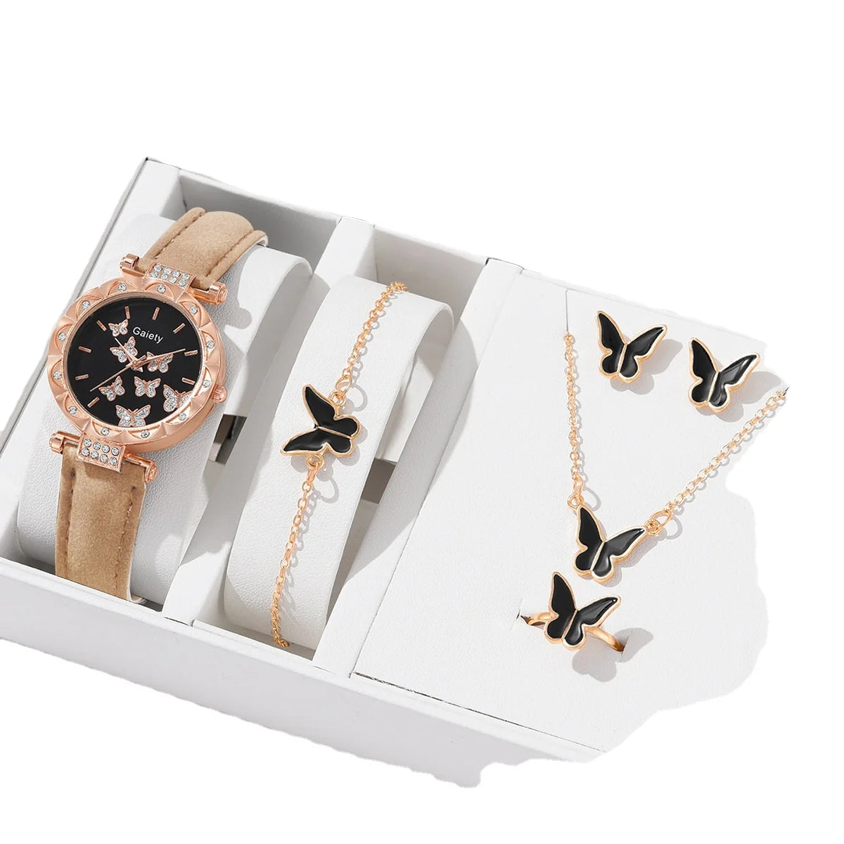 Popular Fashion butterfly Women's Belt Watch Set Among Audiences Watch Set