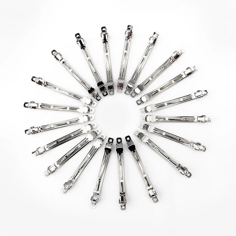 Wholesale Metal 80x8mm French Sweet Barrette Hair Clips Silver Craft DIY for Women