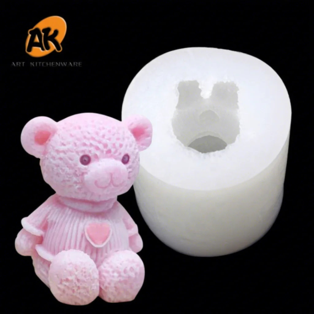 AK 3D Bear Silicone Candle Mold DIY Handmade Ice Pops Pastry Icing Mould Animal Cake Decorating Molds Handmade Soap Candle Mold