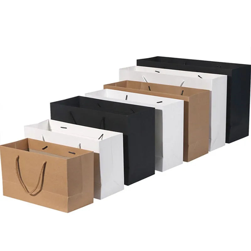 Wholesale Custom White Brown Food Shopping Kraft Paper Bag with Handle with Your Own logo