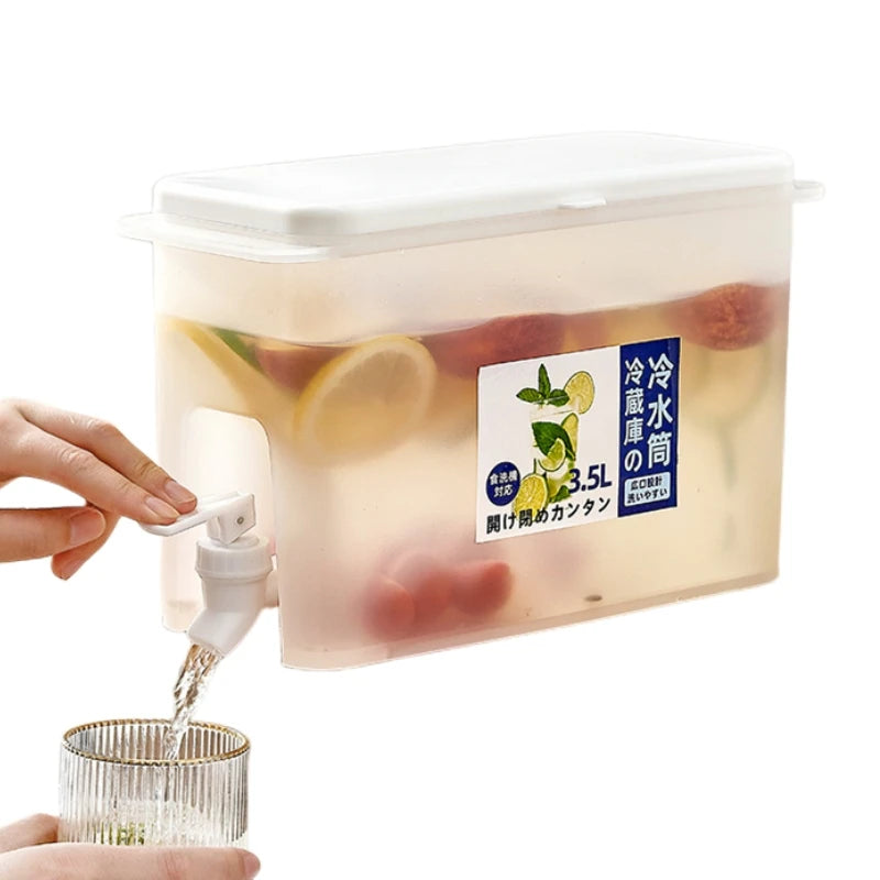Refrigerator Drink Juice Dispensers Beverage Lemonade Fruit Tea Cool Water Bucket 3.5L Large Capacity Cold Kettle With Faucet