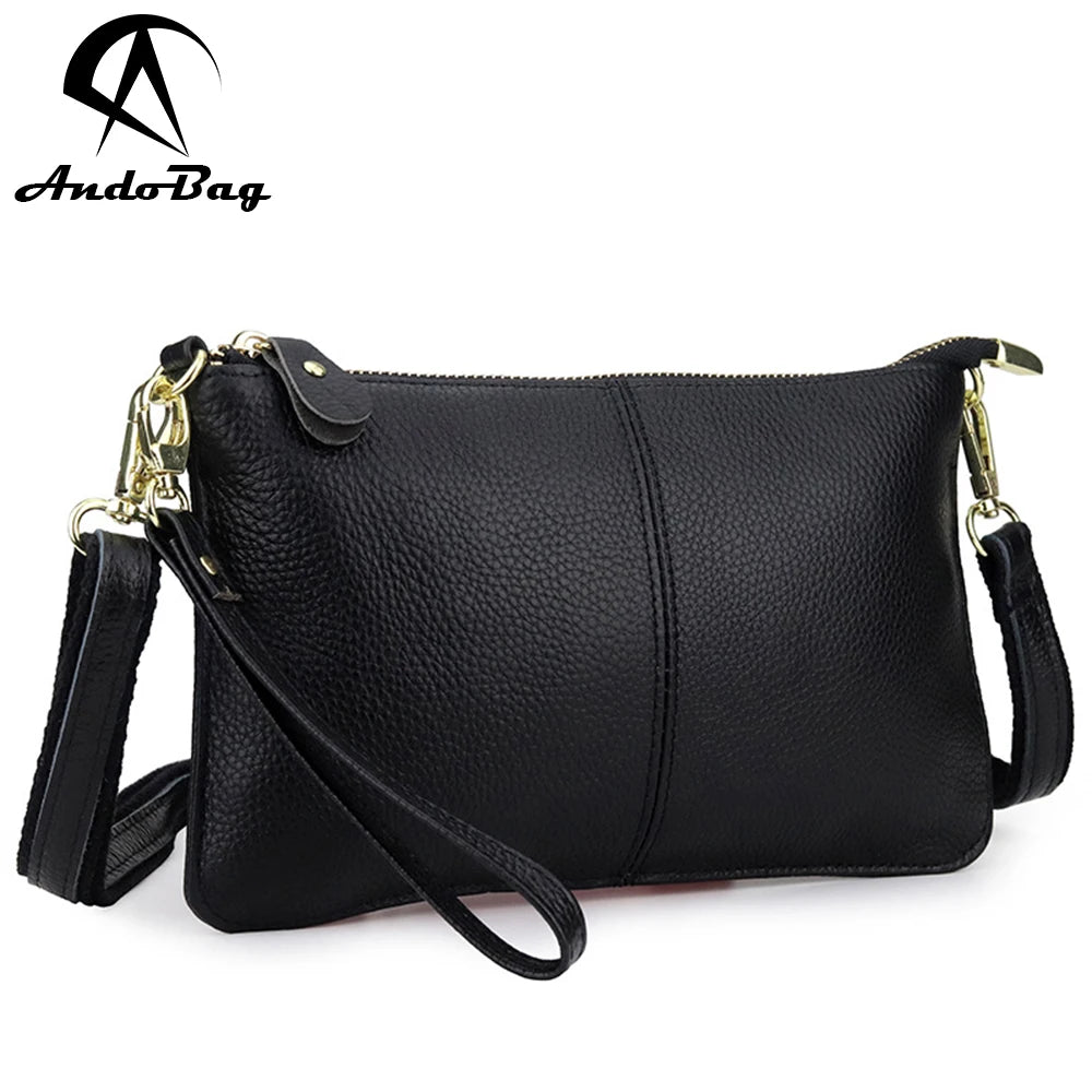 AndoBag Fashion Single Shoulder Crossbody Bags for Women Genuine Cow Leather Large Capacity Clutch Bag