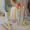 Nordic Home Decor Tall Twisted Candle Unscented Spiral Label Conical Stick Candle Vessels Twisted Spiral Taper Candle