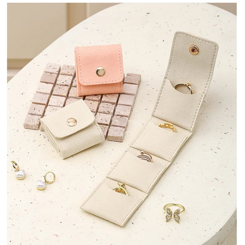 Fashion Velvet Jewelry Display Bag Container Foldable Necklace Ring Packing Bag Storage Case Earrings Organizer Jewelry Packing