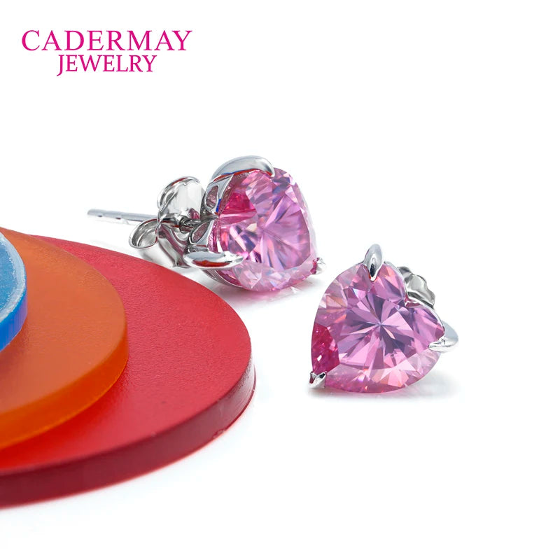 925 Sterling Silver 2ct Heart Shape  Moissanite Dangle Stud Earrings Trendy Party Gifts Wholesale Price Jewelry