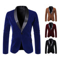 Men's Plus Size Regular Fit Single Breasted Color Block Evening Dress Suits with Worsted Fabric V-neck Luxury Coat MegaBDM