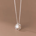 Fashion Geometric 925 Sterling Silver Minimalist Fresh Water Pearl Pendant Necklaces Jewelry