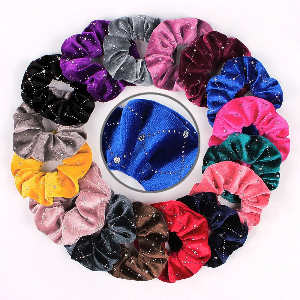 Sparkly Rhinestone Velvet Hair Scrunchies Scrunchy Woman Ponytail Holder
