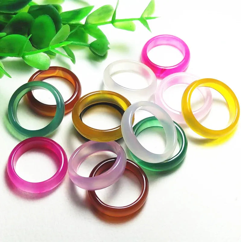 Hot Selling Unisex Ring Jewelry Agate Various Gemstone Ring Wholesale Green Jade Ring