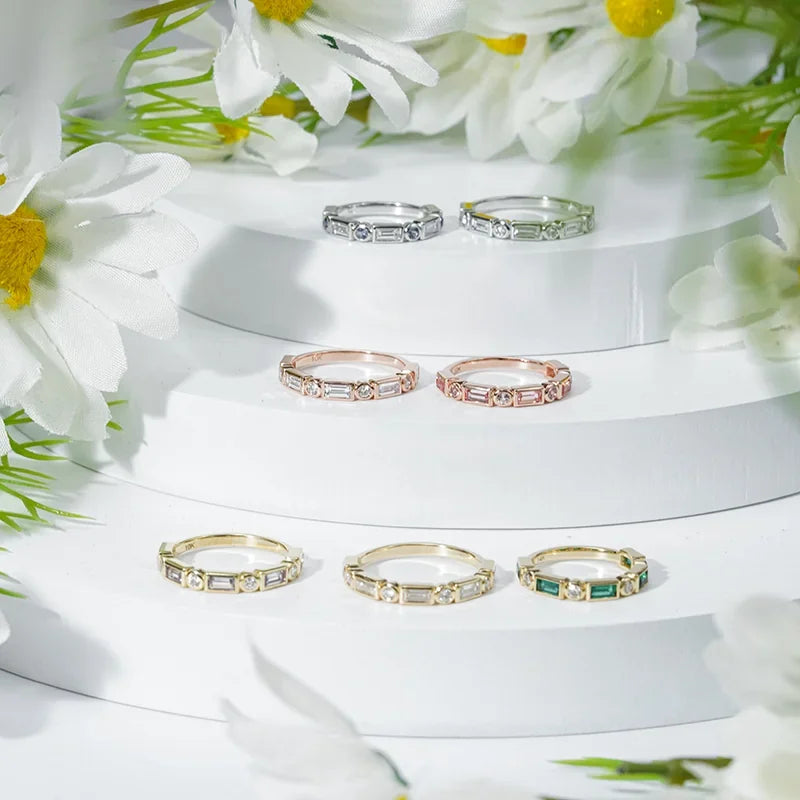 Classical 14k Gold 2*4mm baguette Cut DEF VS Loose Lab Grown Diamond Half Eternity Wedding Ring Band