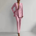 Long Sleeve Office Lady Fashion 2PCS Outfit Women Spring Summer V-Neck Solid Patchwork Matching Sets Elegant Slim Ladies Suits