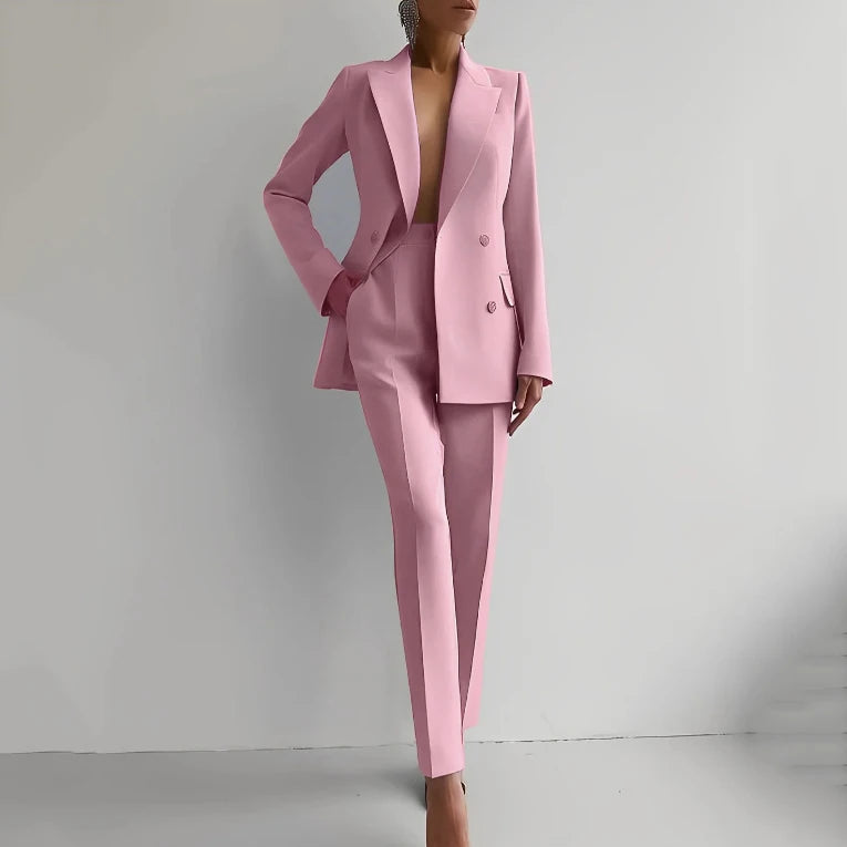 Long Sleeve Office Lady Fashion 2PCS Outfit Women Spring Summer V-Neck Solid Patchwork Matching Sets Elegant Slim Ladies Suits